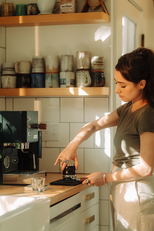 Profitec GO Espresso Machine, with Fellow Opus Grinder, from Clive Coffee, spring lifestyle, demo