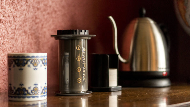 Aero Press Coffee Maker next to Bonavita coffee maker, Clive Coffee - Lifestyle