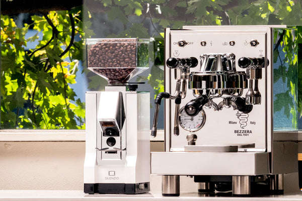 eureka silenzio espresso grinder with bezzera bz10 espresso machine