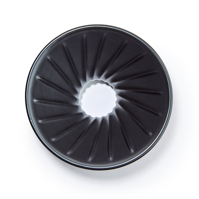 Ratio Porcelain Dripper Top View, Matte Black, Clive Coffee - Knockout 