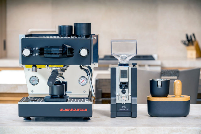 Sinonimo Essentials Tamping Set with La Marzocco Linea Mini Espresso Machine from Clive Coffee - Lifestyle